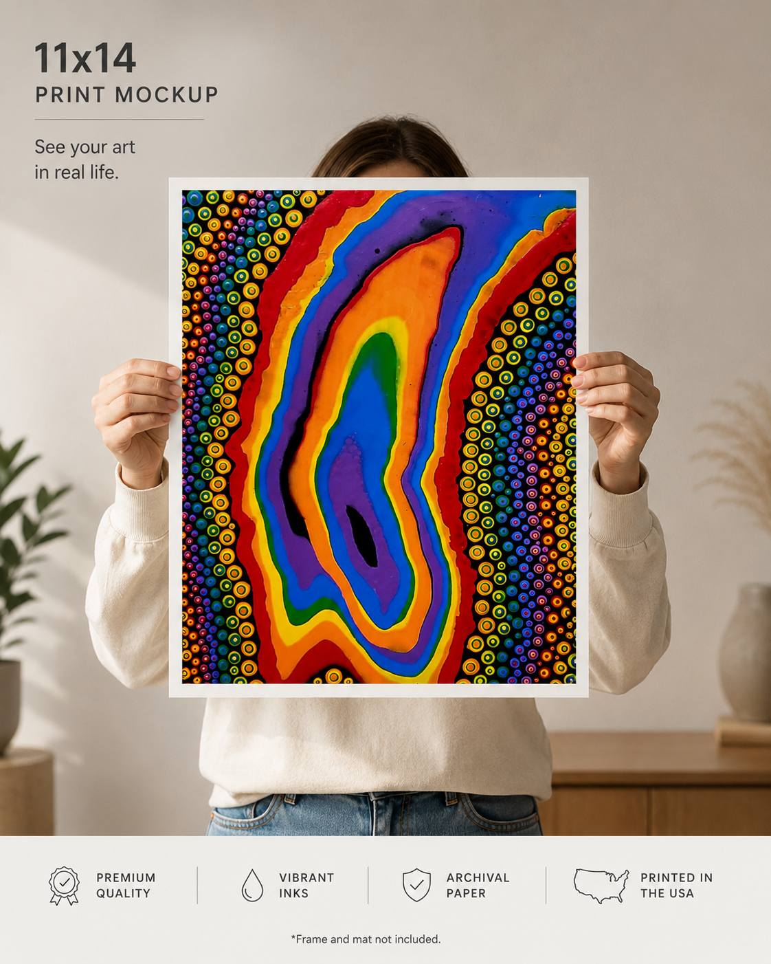 Rainbow Abstract Geode Premium Matte Paper Poster