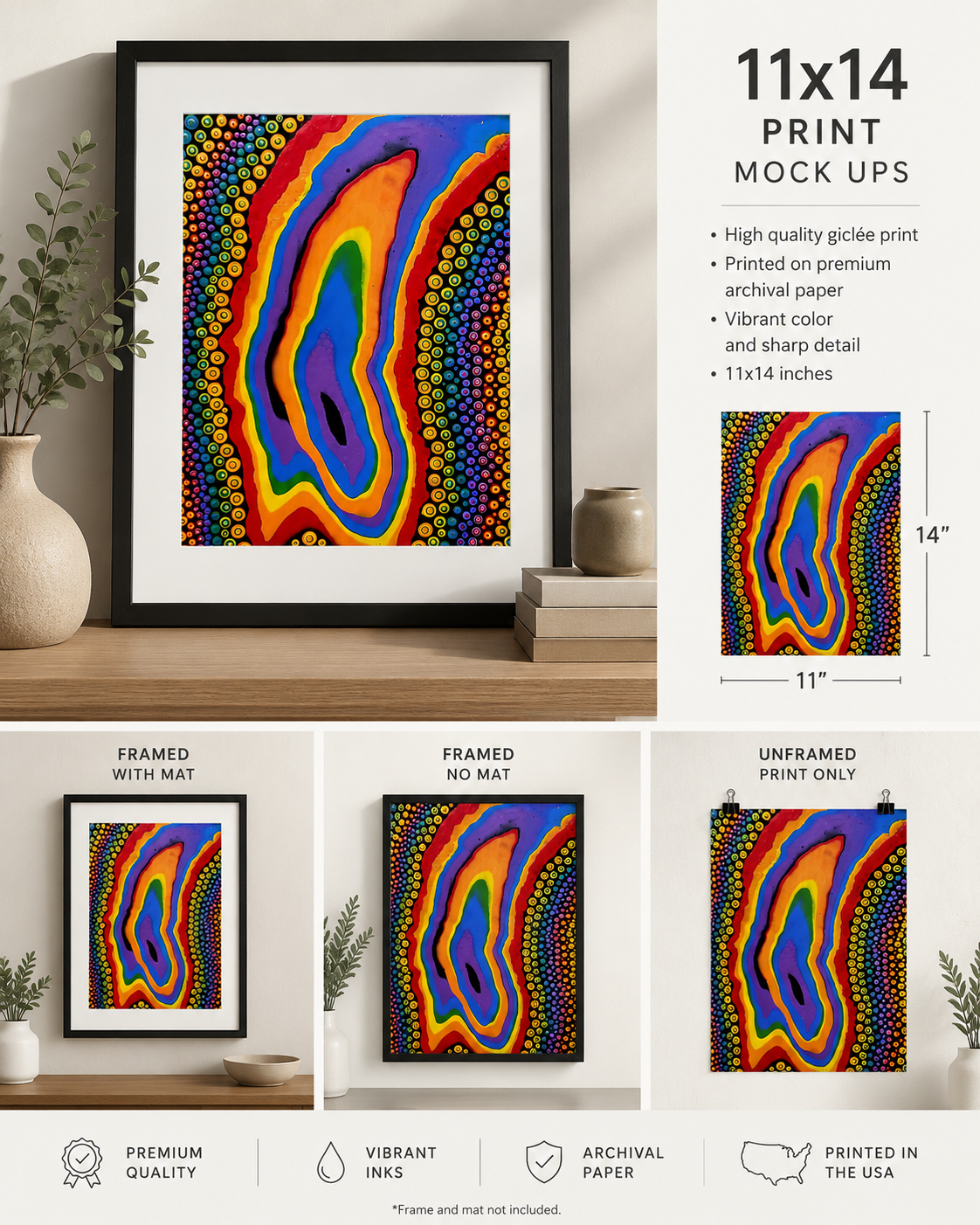 Rainbow Abstract Geode Premium Matte Paper Poster