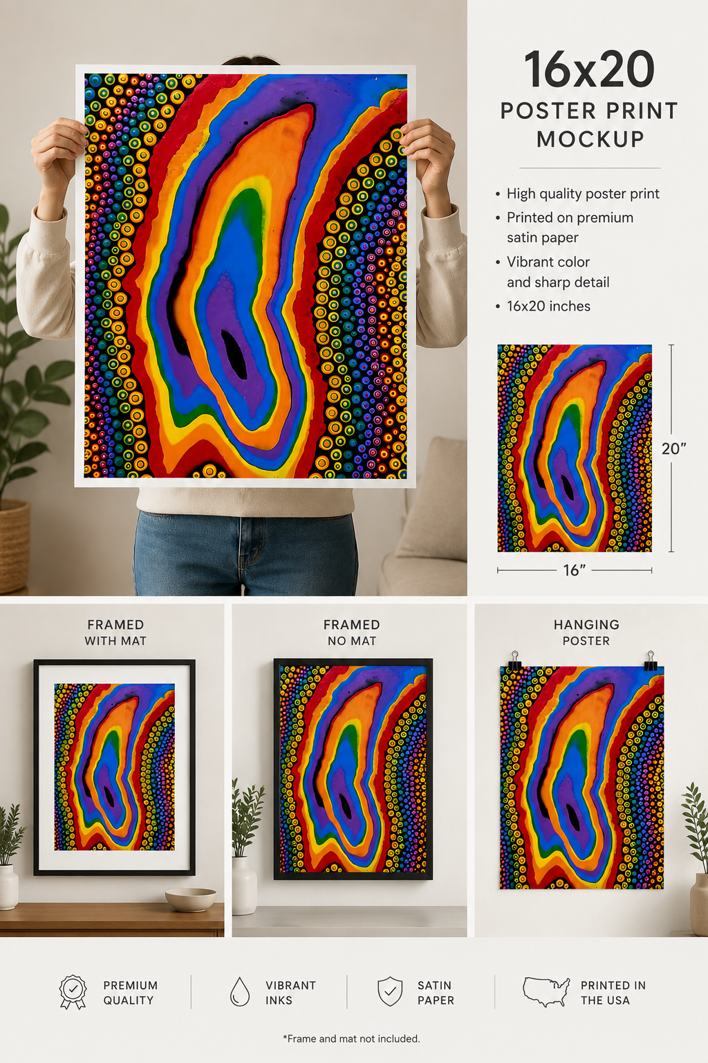 Rainbow Abstract Geode Premium Matte Paper Poster
